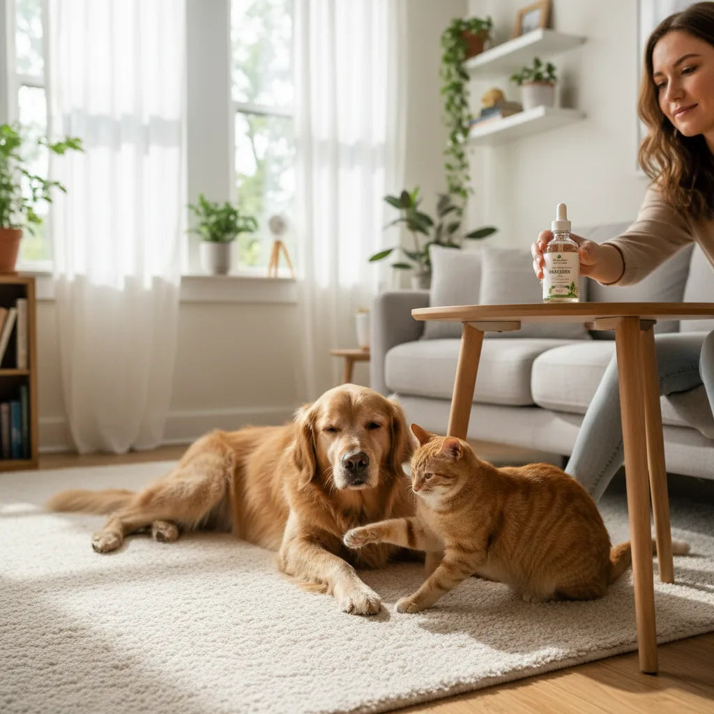 Pet-safe home with mullein drops bottle