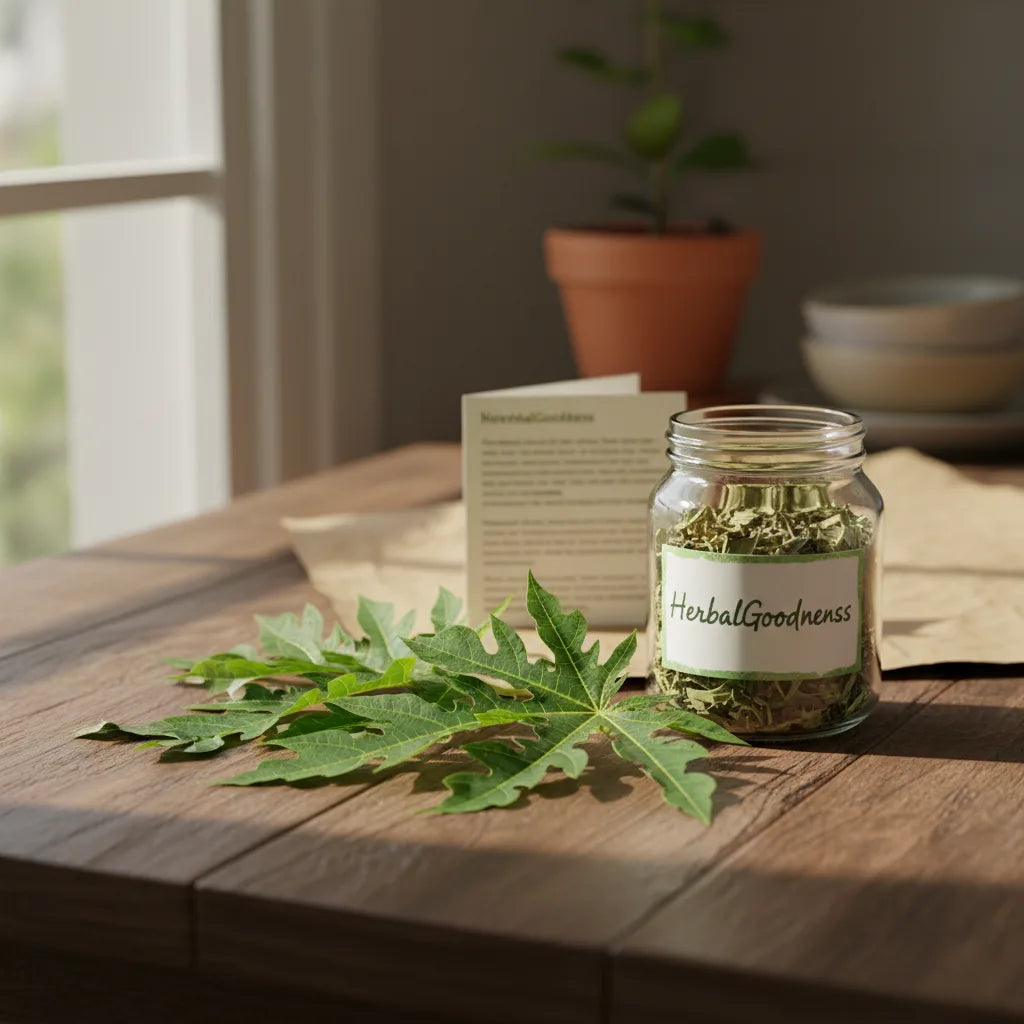 Papaya leaves by HerbalGoodness product jar