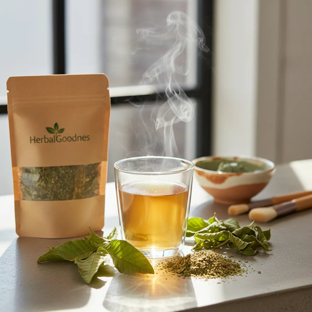 Guava leaf tea and beauty items kitchen