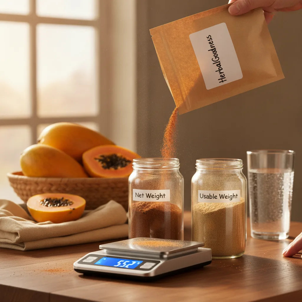 Net Weight vs. Usable Weight: How to Compare Cost, Moisture, and Value When Buying Organic Papaya Seed Powder Online_featured_image