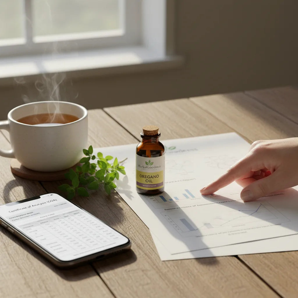 Hand reviews oregano oil lab report table