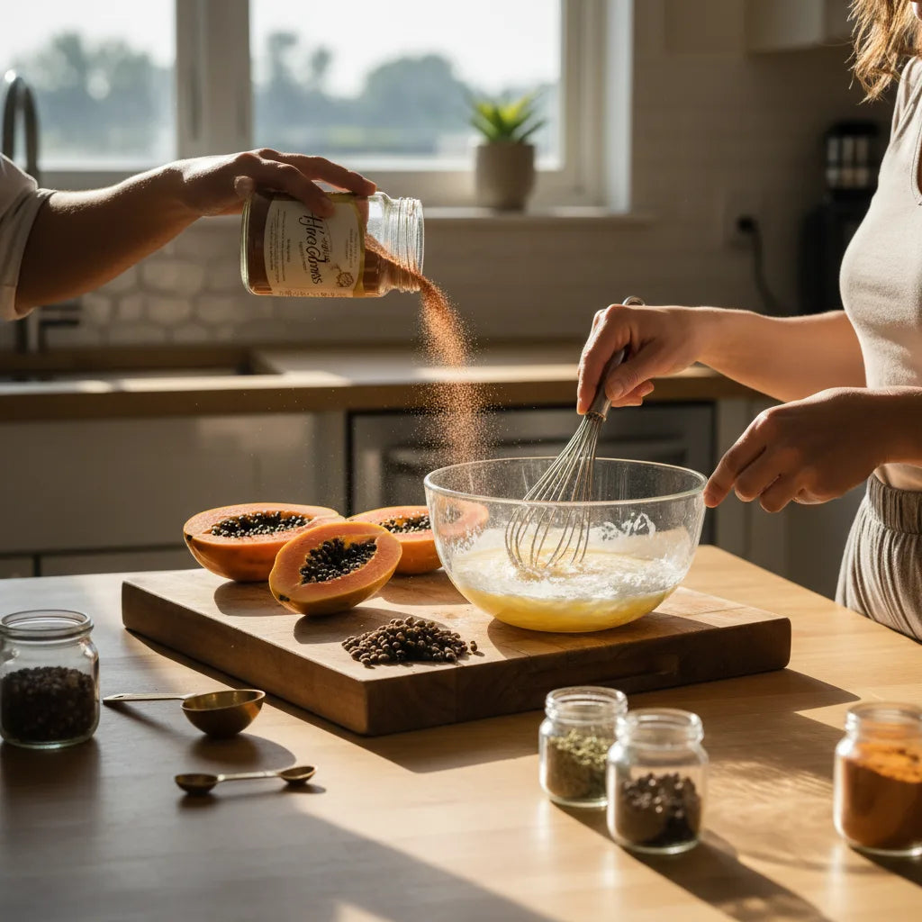 Kitchen Science with Papaya Seed Powder: 5 Safe At‑Home Experiments to See How Processing Changes Enzymes, Flavor, and Texture_featured_image