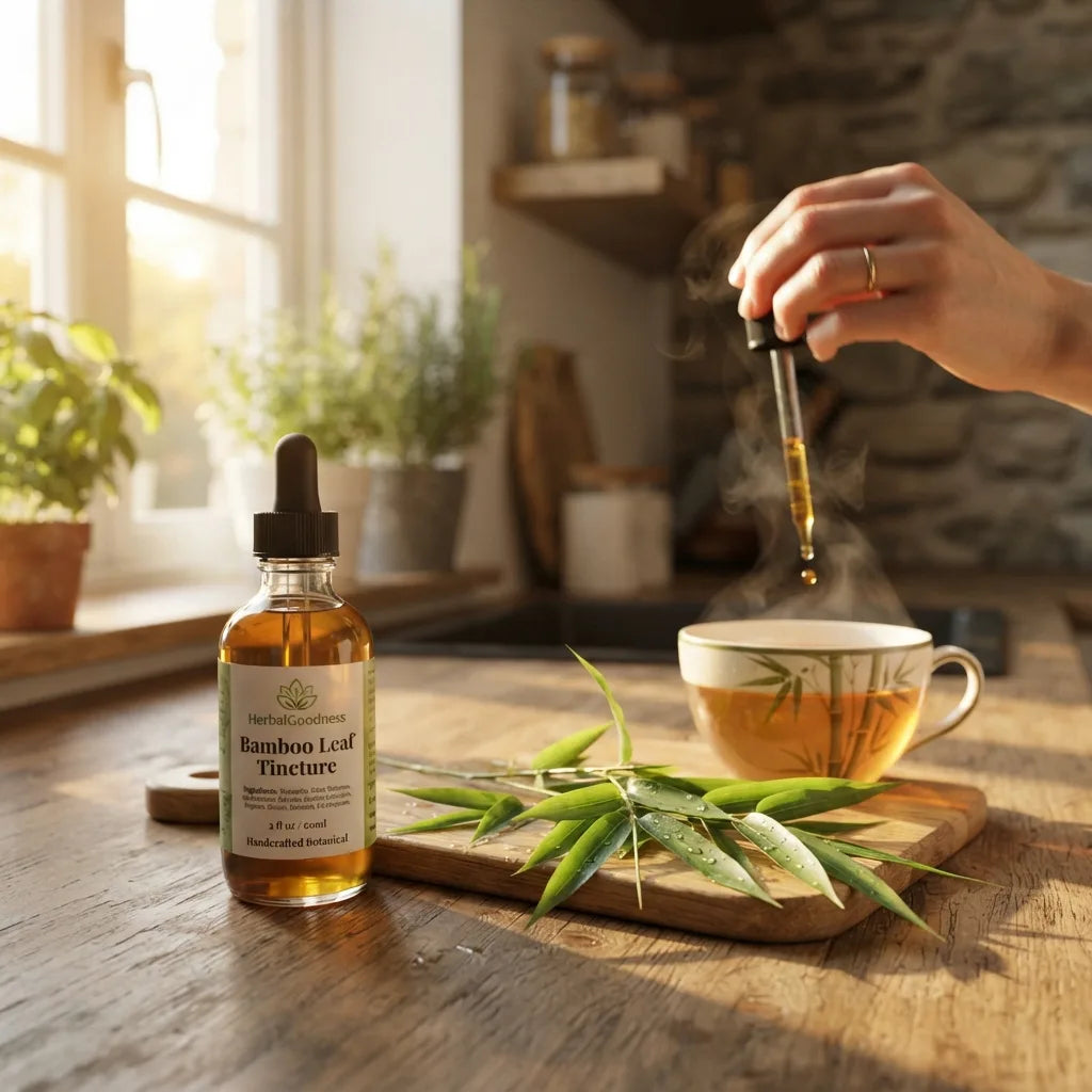 Making bamboo leaf tincture tea at home