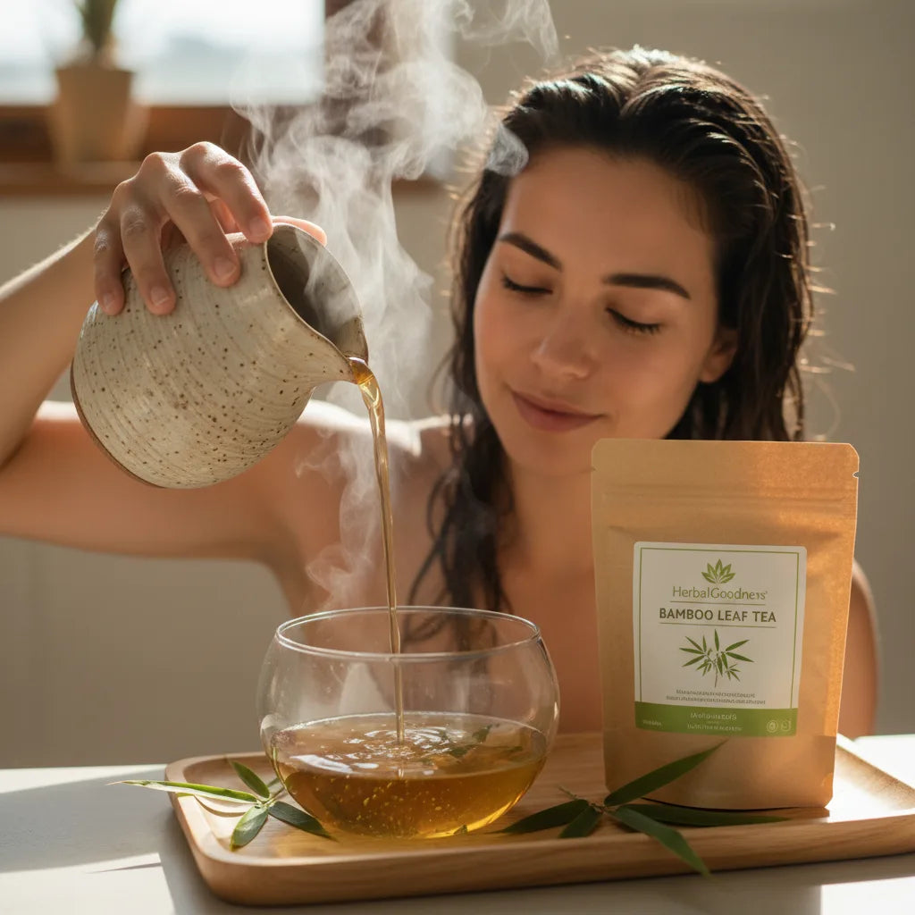 Authentic bamboo leaf tea hair rinse ritual