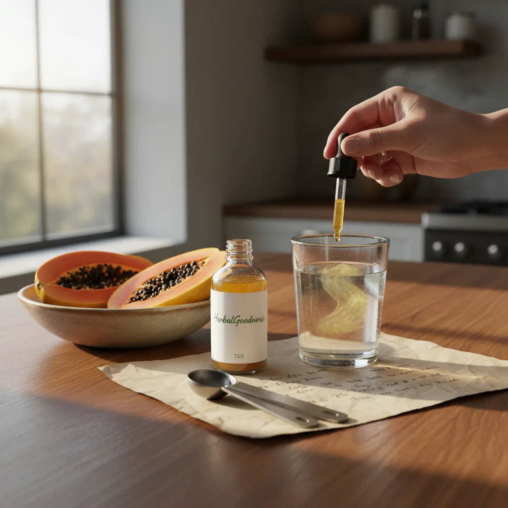 Diluting papaya seed extract in kitchen