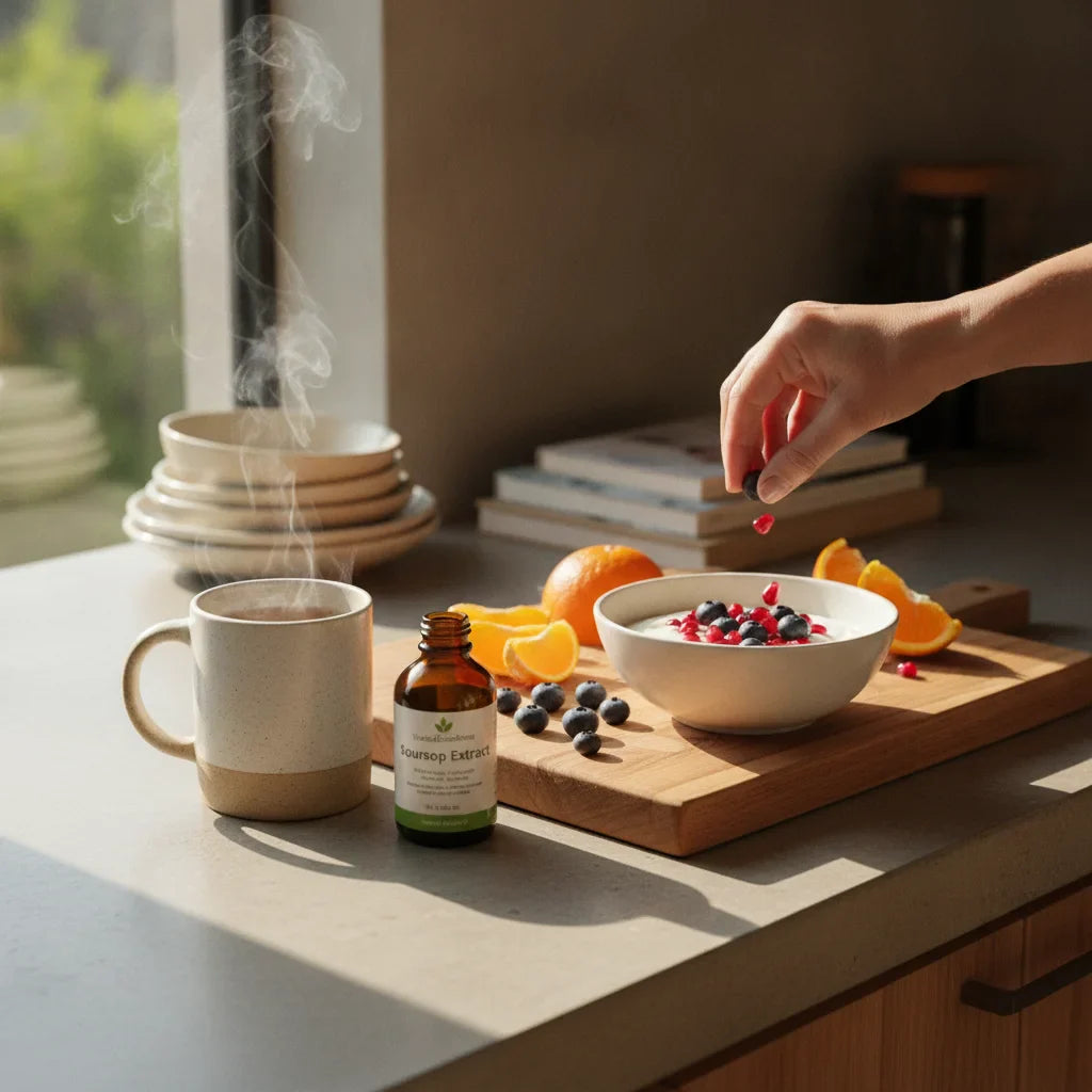 Preparing soursop tea with antioxidant fruits
