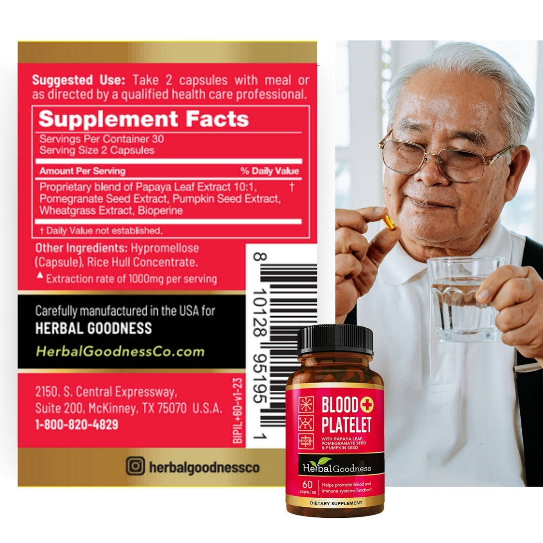 Blood Platelet Plus - Capsule 60/600mg-20X Strength - Herbal Goodness