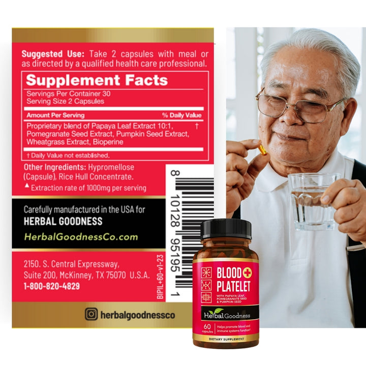 Blood Platelet Plus - Capsule 60/600mg-20X Strength - Herbal Goodness
