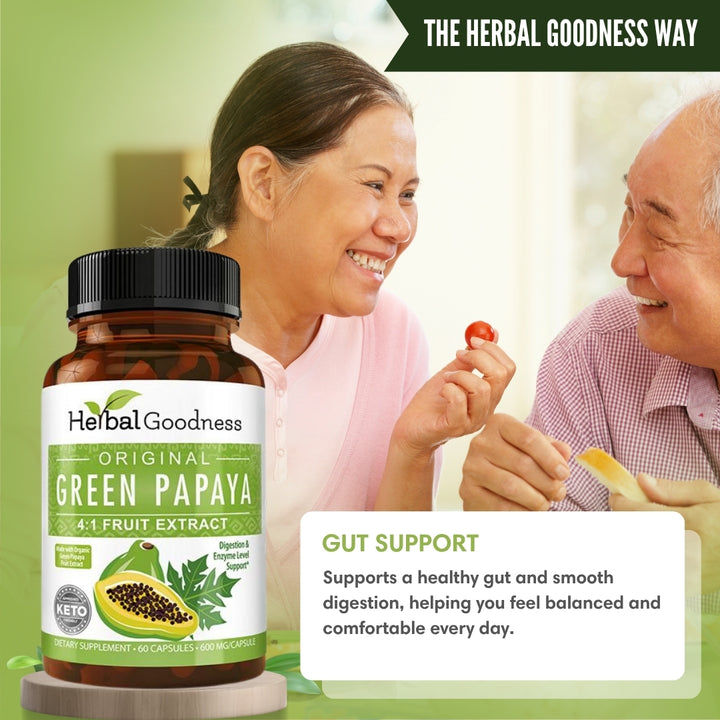 Green Papaya Fruit Extract - Capsules 60/600mg - 4X Strength - Herbal Goodness