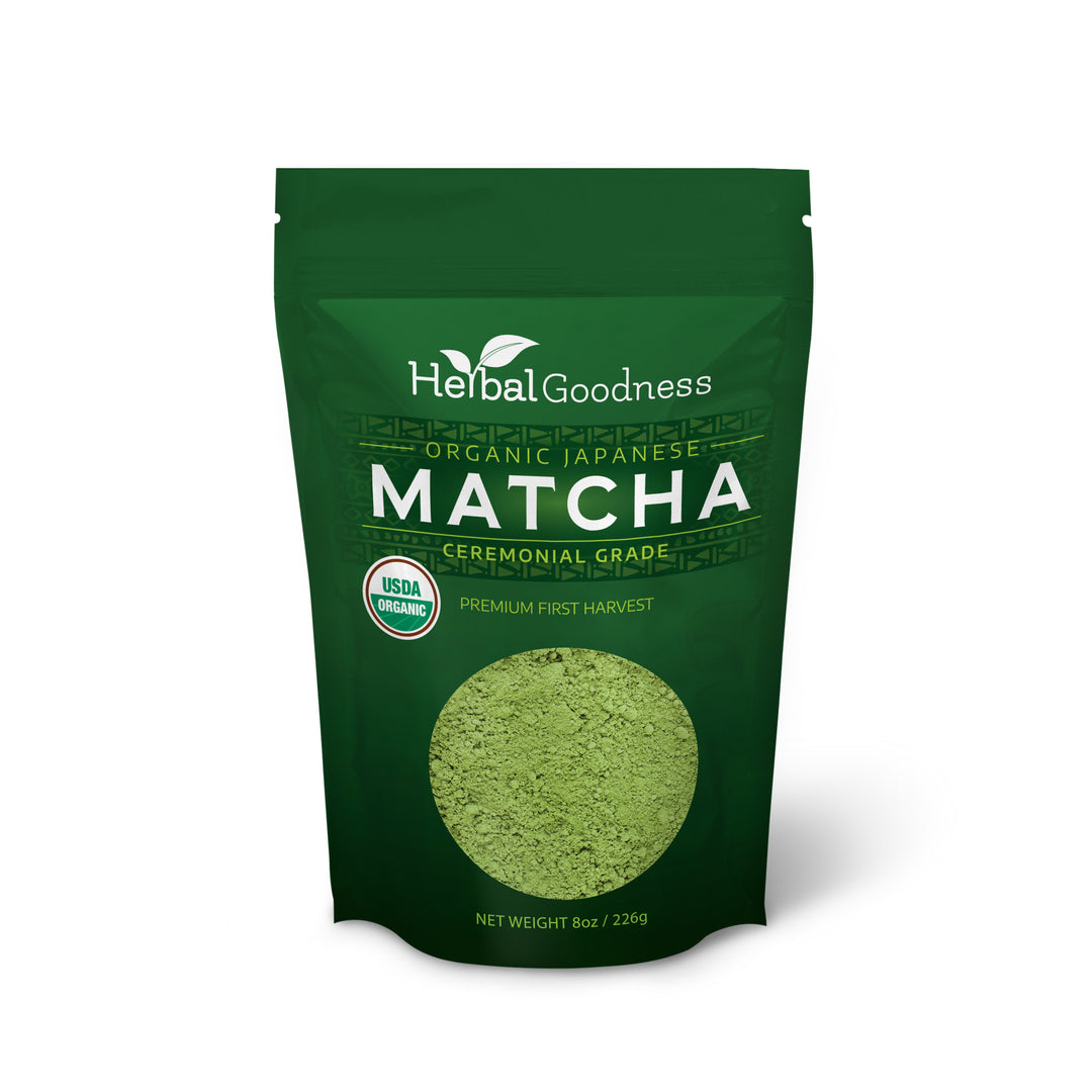 Matcha Green Tea Powder - Organic, Japanese Ceremonial 8oz - Energy & Vitality - Herbal Goodness