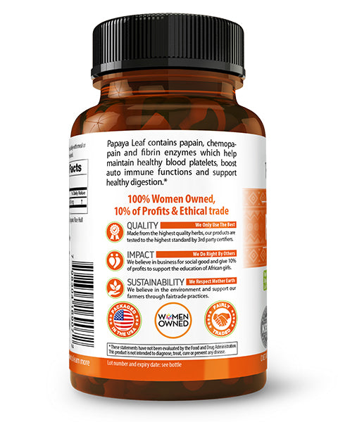 Papaya Leaf Extract - Capsules 600mg - 10X Strength - Herbal Goodness