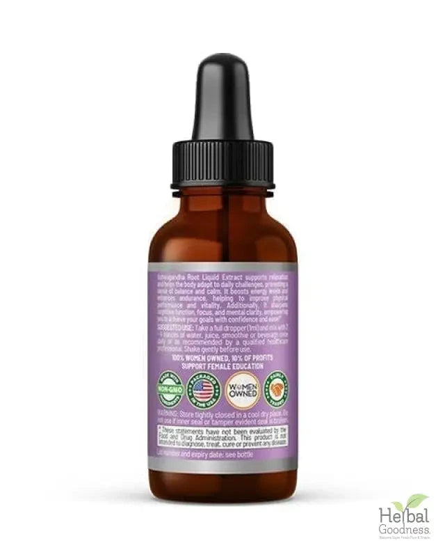 Ashwagandha Root Liquid Extract - Organic - Energy & Mood Liquid Extract Herbal Goodness 