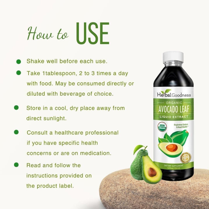 Avocado Leaf Extract - Organic - Liquid - Blood Sugar Support - Herbal Goodness Liquid Extract Herbal Goodness 