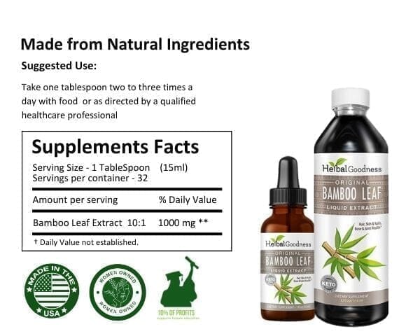 Bamboo Leaf Extract- Liquid - Bone, Hair, Skin & Nails - Herbal Goodness Liquid Extract Herbal Goodness 