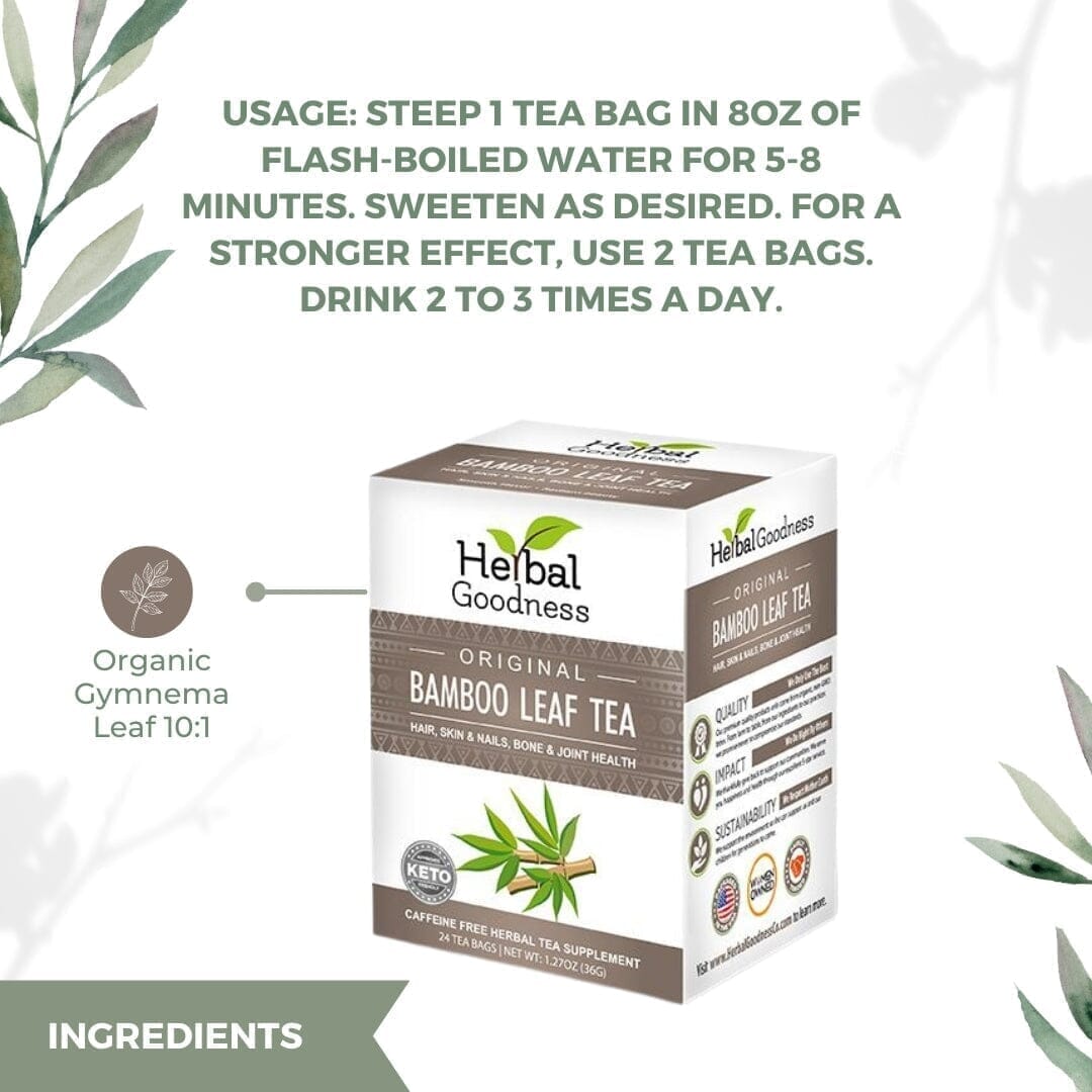 Bamboo Leaf Tea - 24/1.5g bags - Bone, Hair, Skin & Nails - Herbal Goodness Tea & Infusions Herbal Goodness 