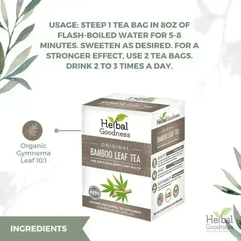 Bamboo Leaf Tea – Caffeine-Free | 24 Tea Bags (1.5g Each) - Herbal Goodness Tea & Infusions Herbal Goodness 