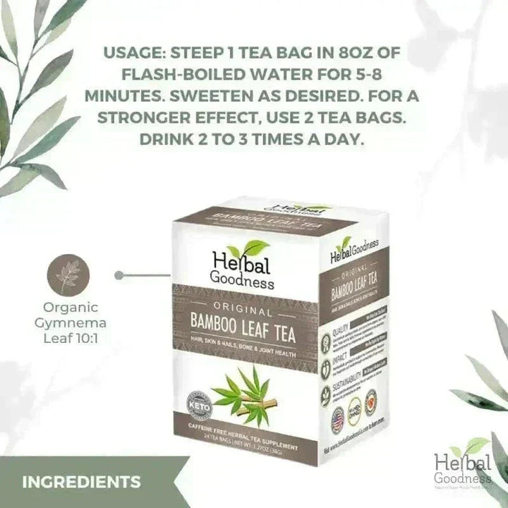 Bamboo Leaf Tea – Caffeine-Free | 24 Tea Bags (1.5g Each) - Herbal Goodness Tea & Infusions Herbal Goodness 