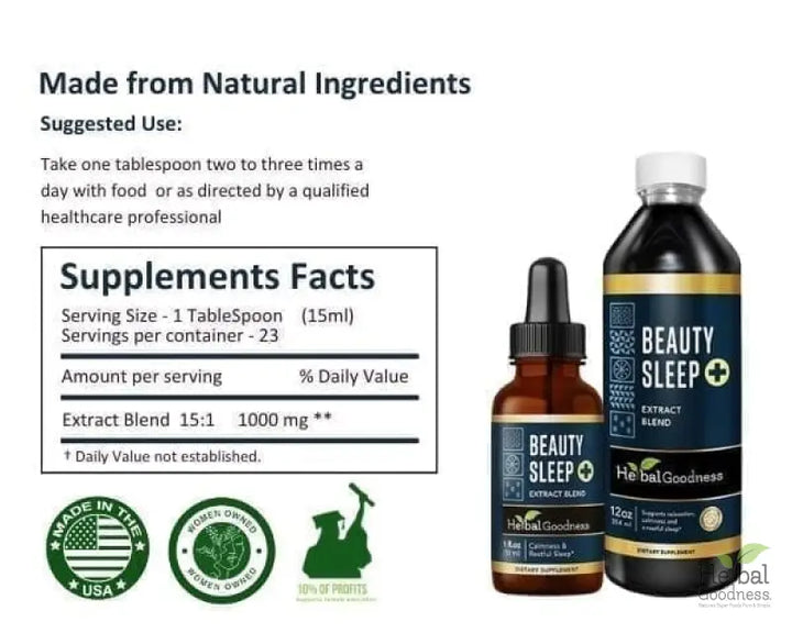 Beauty Sleep - Liquid Extract - Natural Rest and Radiance Anti Aging - Herbal Goodness Liquid Extract Herbal Goodness 