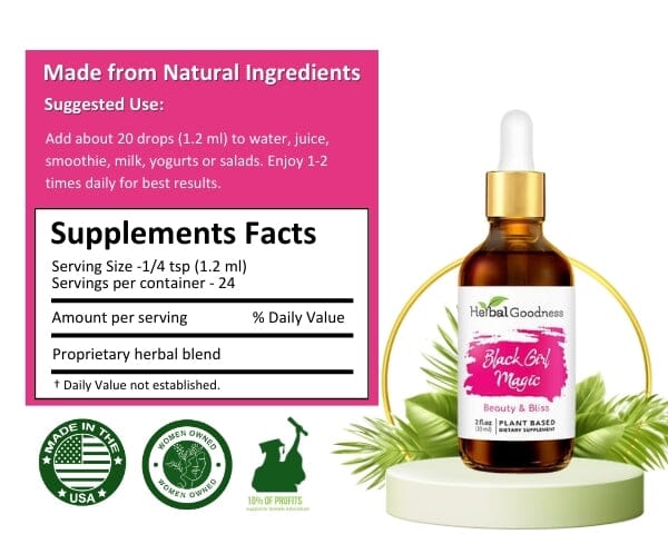 Black Girl Magic 2fl.oz - Plant Based - Dietary Supplement, Youth and Energy. - Herbal Goodness - Herbal Goodness