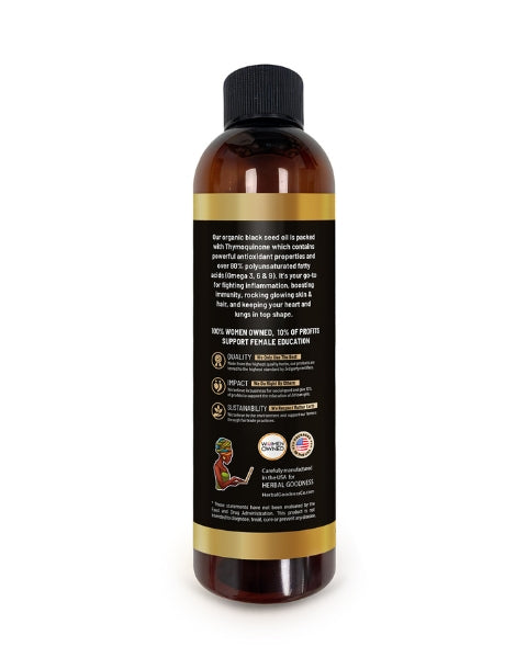 Black Seed Oil 8oz - Cold-Pressed Liquid - Immunity & Wellness - Herbal Goodness