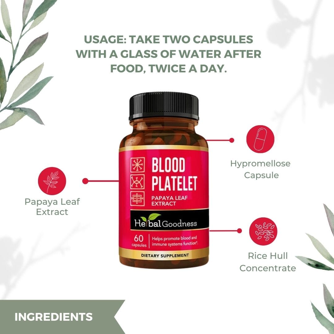 Blood Platelet Plus - Capsule 60/600mg-20X Strength - Blood and Immune System Function - Herbal Goodness - Herbal Goodness