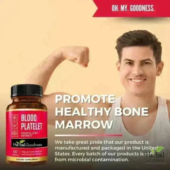 Blood Platelet Plus - 60/600mg 20X Strength Capsule - Platelet Boost Capsules Herbal Goodness 
