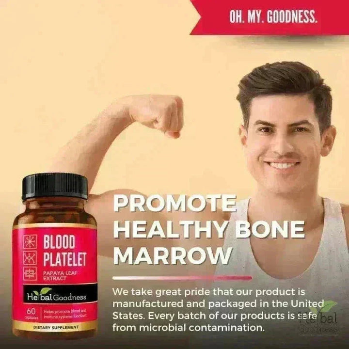 Blood Platelet Plus - 60/600mg 20X Strength Capsule - Platelet Boost Capsules Herbal Goodness 