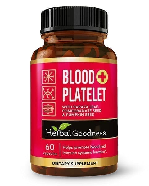 Blood Platelet Plus - Capsule 60/600mg-20X Strength - Blood and Immune System Function - Herbal Goodness Capsules Herbal Goodness Unit 