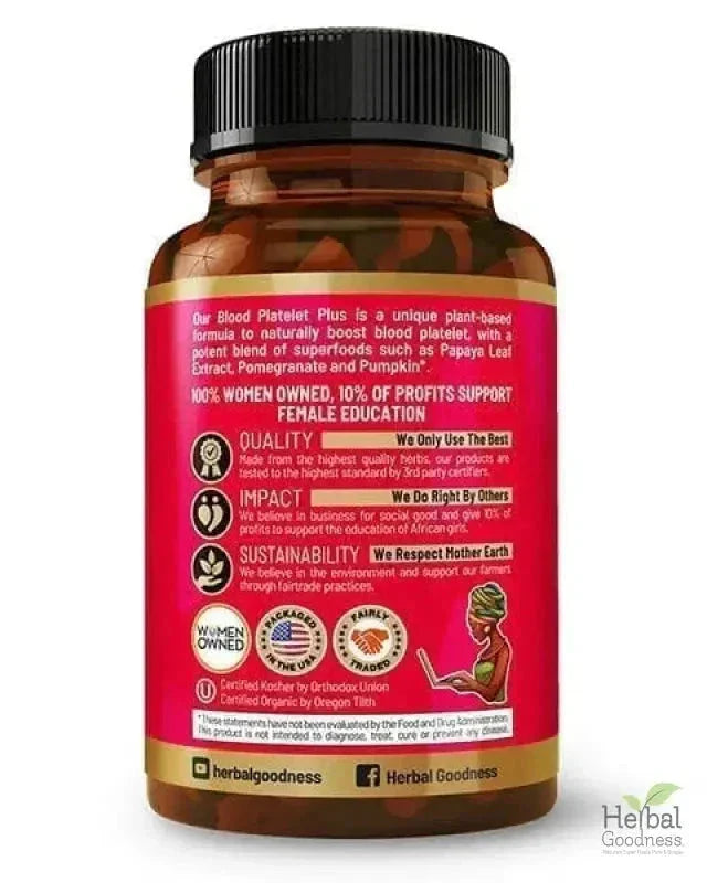 Blood Platelet Plus - Capsule 60/600mg-20X Strength - Immune System Function - Herbal Goodness Capsules Herbal Goodness 