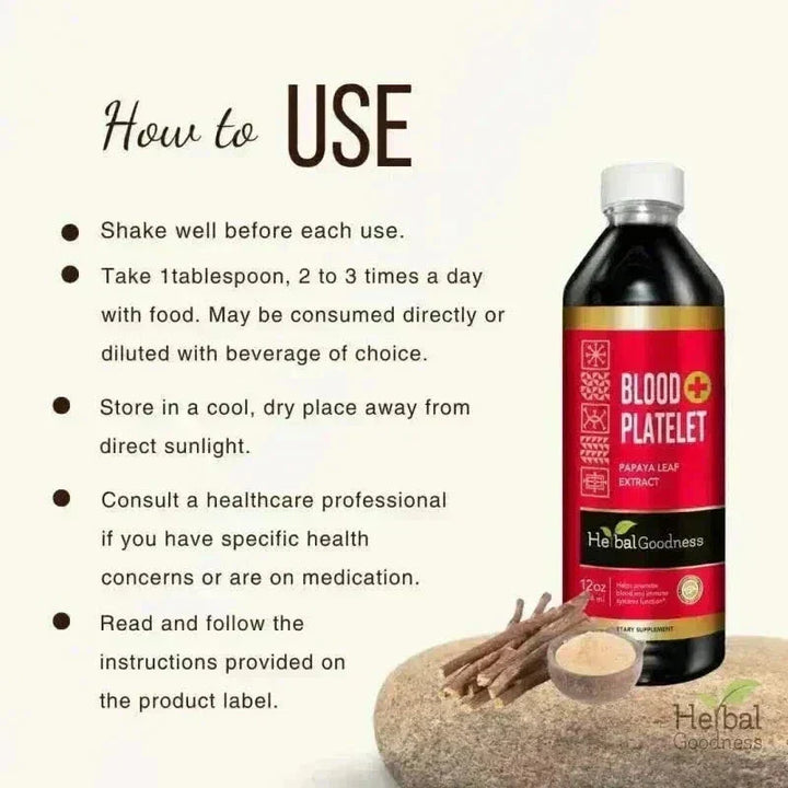 Blood Platelet Plus – Liquid Herbal Extract | 15X Strength Papaya Leaf - Herbal Goodness Liquid Extract Herbal Goodness 