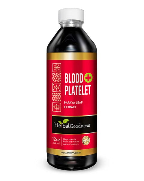 Blood Platelet Plus - Liquid Tincture - Natural Blood Platelet Boost & Immune Support - Herbal Goodness Liquid Extract Herbal Goodness 12 oz 
