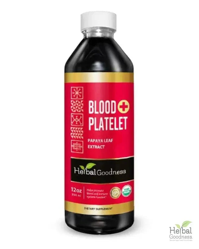 Blood Platelet with Papaya Leaf - Organic 15X Liquid Extract - Platelet & Bone Marrow Liquid Extract Herbal Goodness 12 oz 