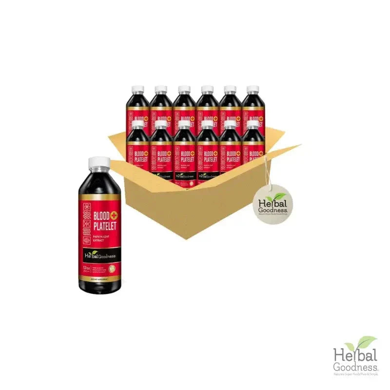 Blood Platelet with Papaya Leaf - Organic 15X Liquid Extract - Platelet & Bone Marrow Liquid Extract Herbal Goodness 12oz Case (12) 