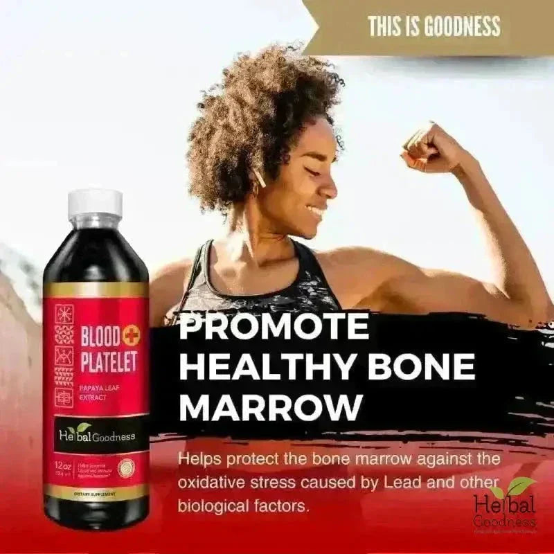 Blood Platelet with Papaya Leaf - Organic 15X Liquid Extract - Platelet & Bone Marrow Liquid Extract Herbal Goodness 