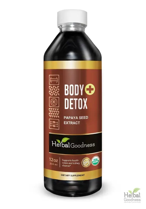 Body Detox with Papaya Seed - Organic 1oz 15X Liquid Extract - Intestine &amp; Gut Cleanse Liquid Extract Herbal Goodness 12oz 