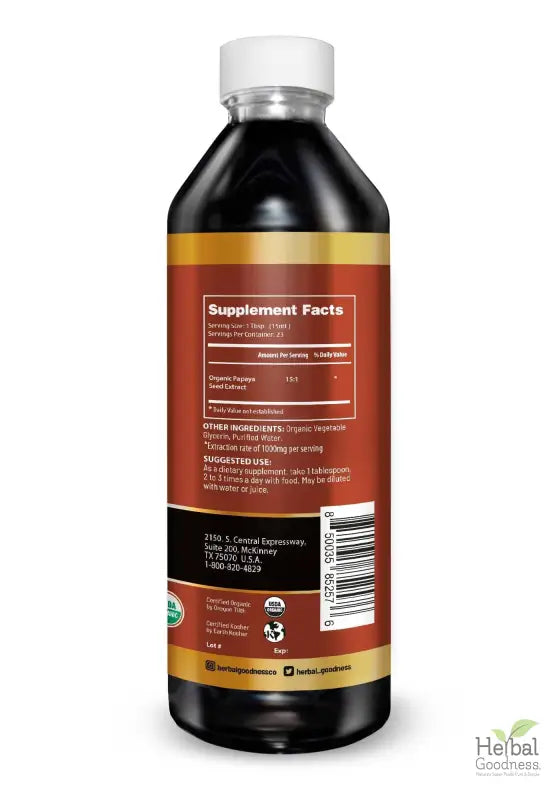 Body Detox with Papaya Seed - Organic 1oz 15X Liquid Extract - Intestine &amp; Gut Cleanse Liquid Extract Herbal Goodness 