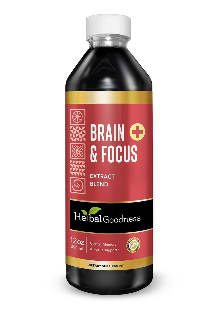 Brain and Focus Liquid Extract - Nootropic Brain Supplement, Brain Health - Herbal Goodness Liquid Extract Herbal Goodness 12 oz 