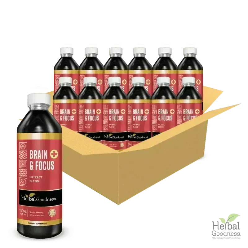 Brain and Focus Liquid Extract - Nootropic Brain Supplement - Herbal Goodness Liquid Extract Herbal Goodness 12oz - Case(12) 