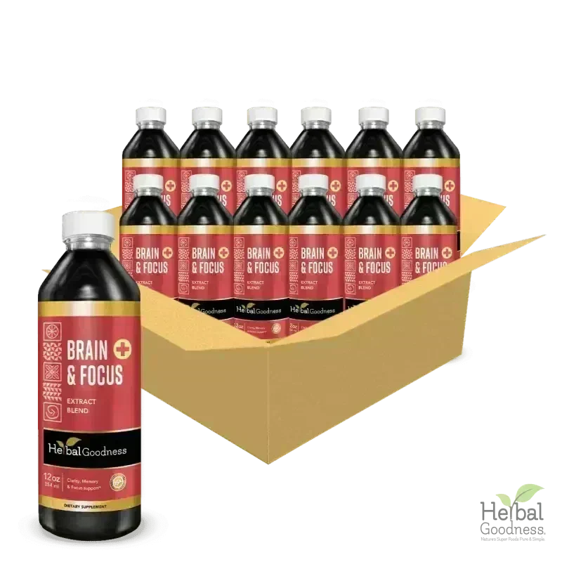 Brain and Focus Liquid Extract - Nootropic Brain Supplement Liquid Extract Herbal Goodness 12oz - Case(12) 