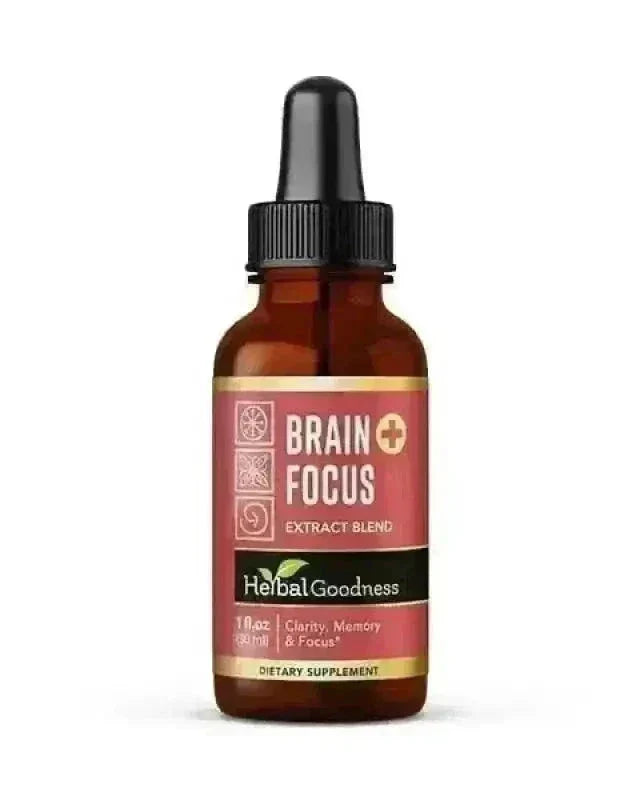 Brain & Focus Plus | Organic 15X Liquid Extract for Memory & Cognitive Wellness Support Liquid Extract Herbal Goodness 1 oz 