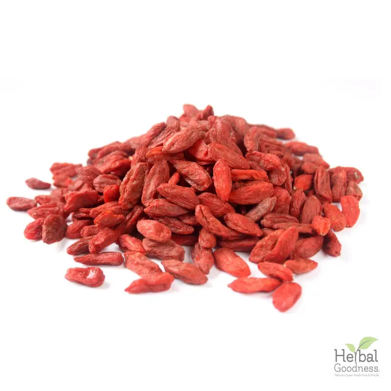 Bulk Berries - 8oz featuring a pile of dried red Goji Berries for herbal goodness