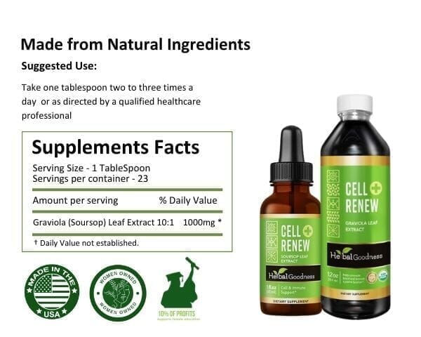 Cell Renew and Rejuvenation Plus - Organic - Liquid 12oz - Healthy Cell Support & Immune System Function - Herbal Goodness Liquid Extract Herbal Goodness 