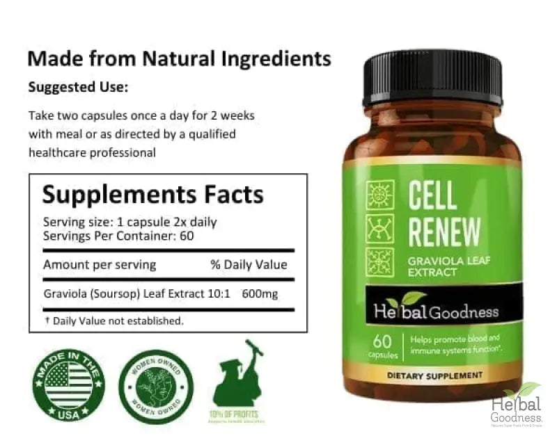 Cell Renew and Rejuvenation Plus Capsules -60/600mg - Healthy Cell Support & Immune System Function - Herbal Goodness Capsules Herbal Goodness 