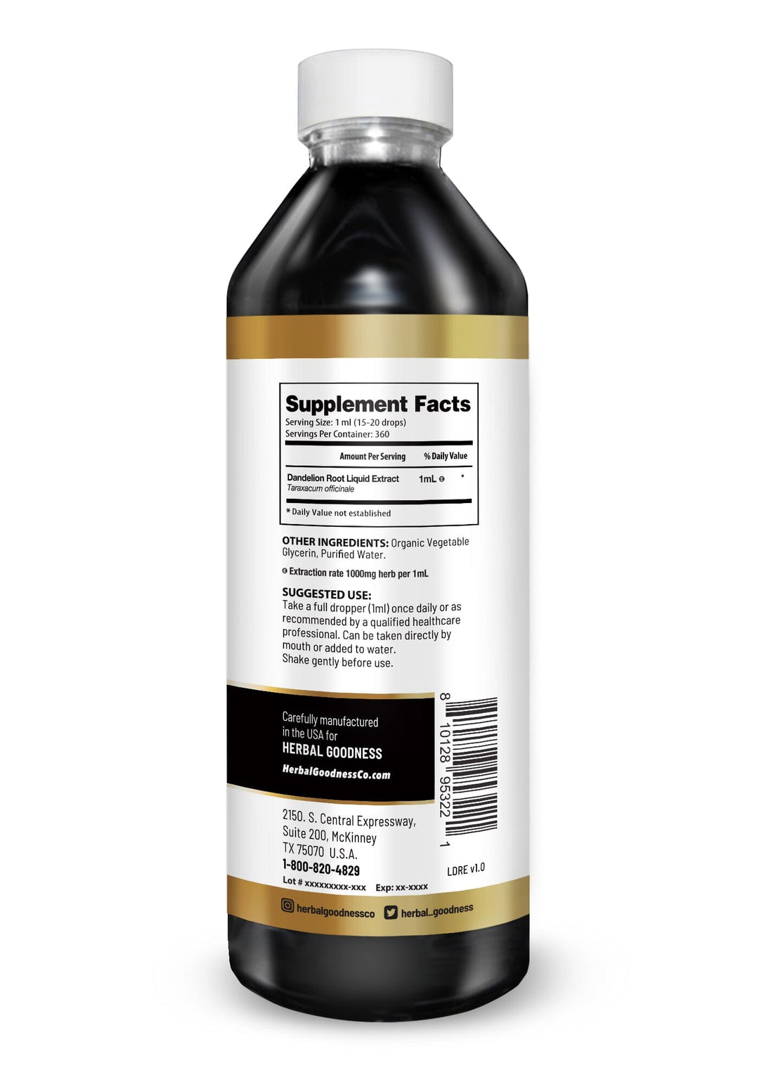 Dandelion Root Liquid Extract – Plant-Based Herbal Supplement Liquid Extract Herbal Goodness 