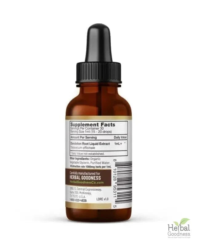 Dandelion Root Liquid Extract - Organic 1oz - Detox & Liver Liquid Extract Herbal Goodness 