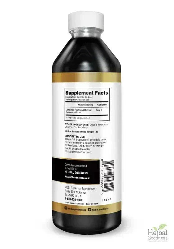 Dandelion Root Liquid Extract - Organic - Detox & Liver Liquid Extract Herbal Goodness 
