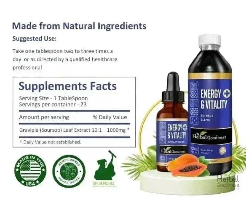 Energy and Vitality - Liquid Extract 12oz - Herbal Goodness Liquid Extract Herbal Goodness 