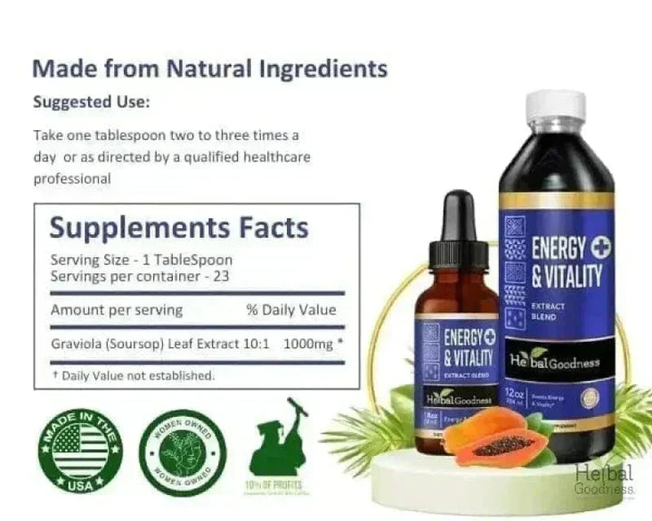 Energy and Vitality - Liquid Extract 12oz - Herbal Goodness Liquid Extract Herbal Goodness 