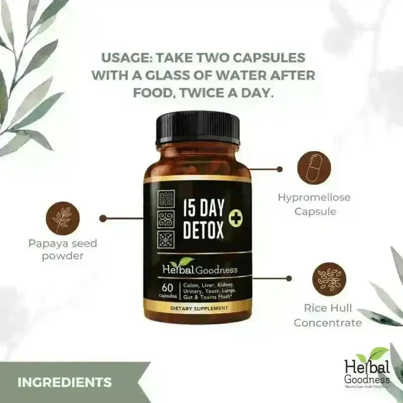 15 Day Detox - Capsules 60/600mg Capsules Herbal Goodness 