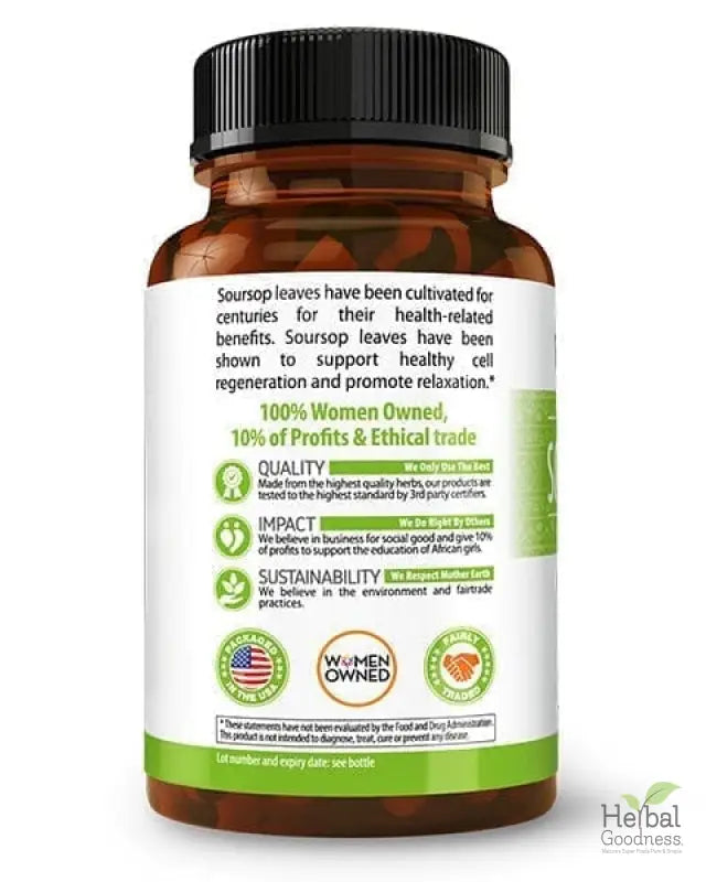 Graviola Soursop Leaf Extract – 10X 60/600mg Capsules - Cell Renew &amp; Immunity Capsules Herbal Goodness 